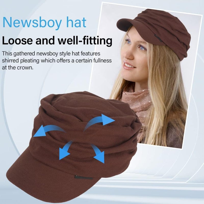 Ruphedy Newsboy Cap for Women Summer Chemo Headwear Hair Loss Cancer Hat with Brim - Image 2